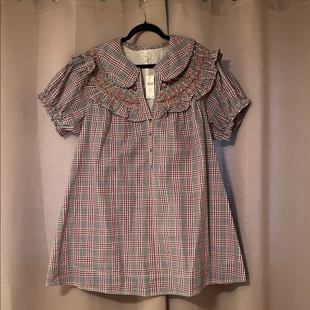 Anthropologie Multicolor Plaid Ruffle Mini Dress